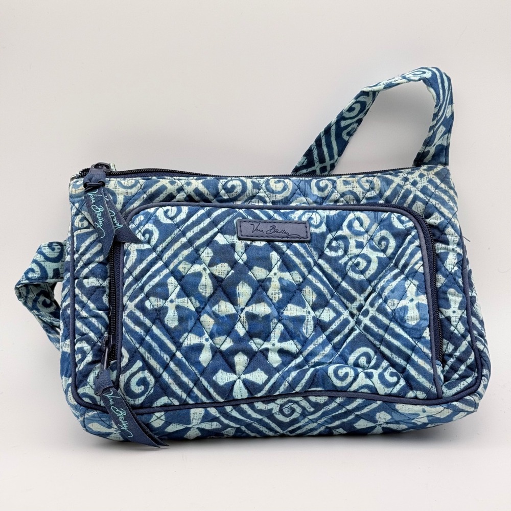 Vera Bradley Crossbody‎ Bag Blue Quilted Batik Geometric Purse Retired Print